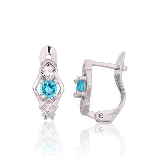 Silver earrings with 'english' lock with Zirkons