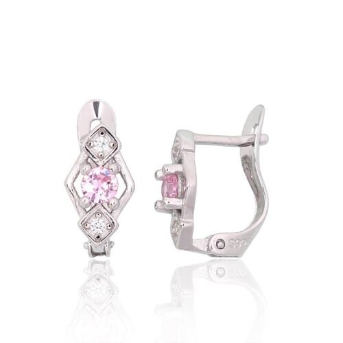 Silver earrings with 'english' lock with Zirkons