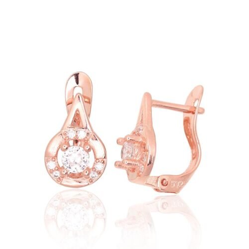 Silver earrings with 'english' lock with Zirkons