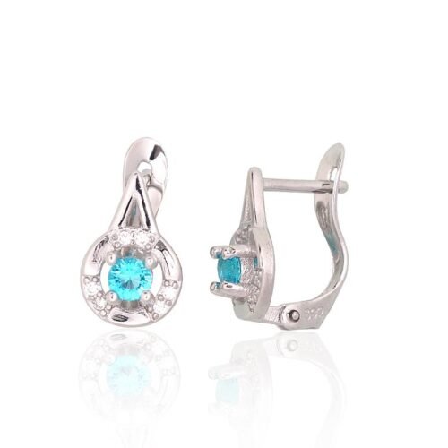 Silver earrings with 'english' lock with Zirkons