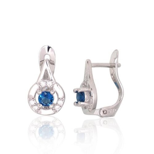 Silver earrings with 'english' lock with Zirkons