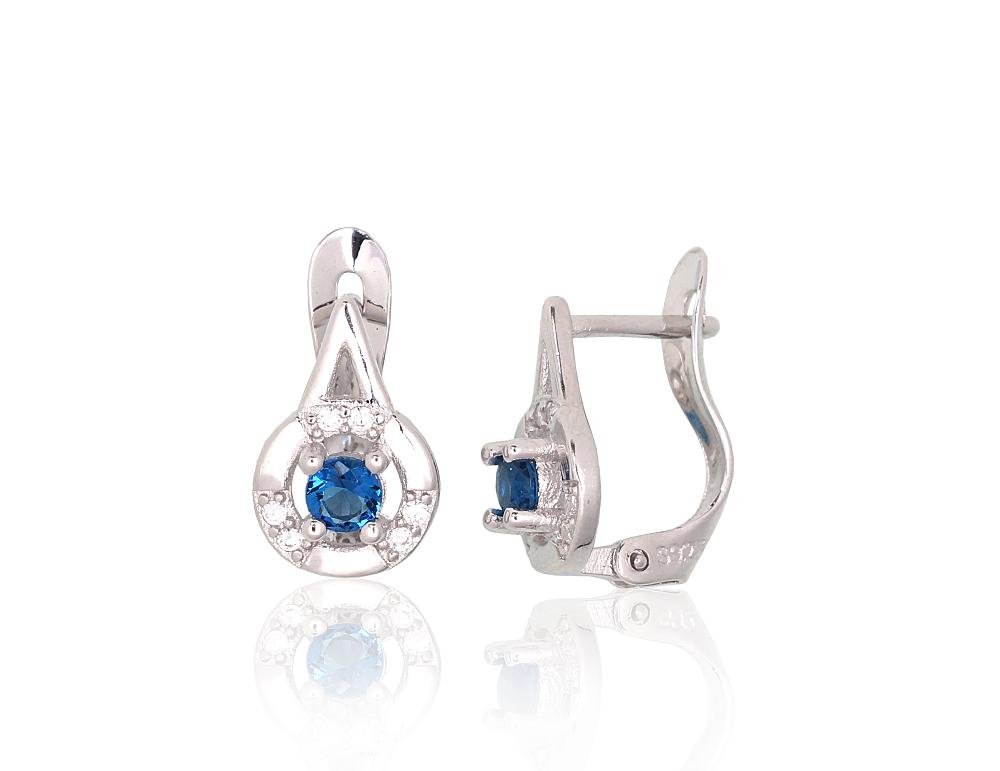 Silver earrings with 'english' lock with Zirkons