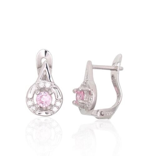 Silver earrings with 'english' lock with Zirkons