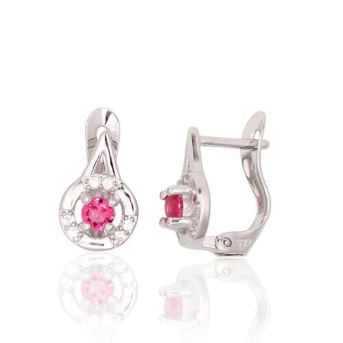 Silver earrings with 'english' lock with Zirkons