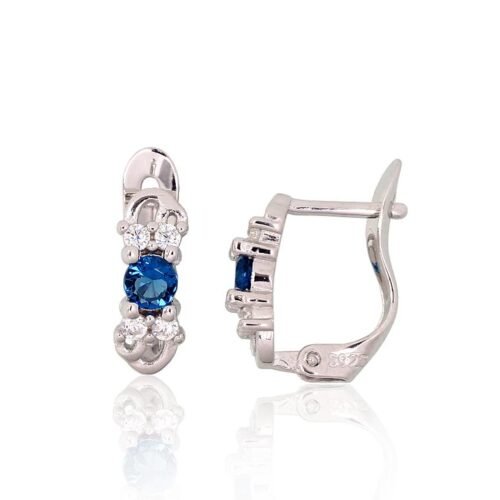 Silver earrings with 'english' lock with Zirkons