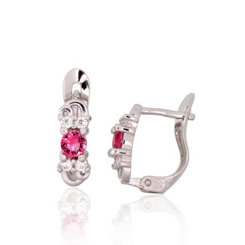 Silver earrings with 'english' lock with Zirkons