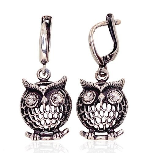 Silver earrings with 'english' lock with Zirkons