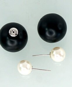 Alternative view of Silver stud earrings with Plastic , Fresh-water Pearl (Imitation)