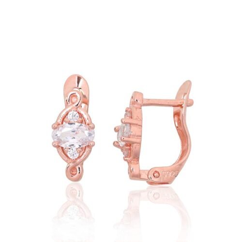 Silver earrings with 'english' lock with Zirkons
