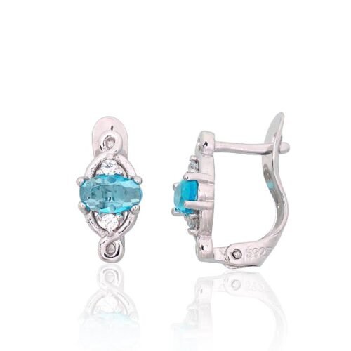 Silver earrings with 'english' lock with Zirkons