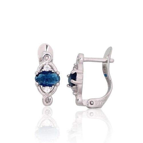 Silver earrings with 'english' lock with Zirkons