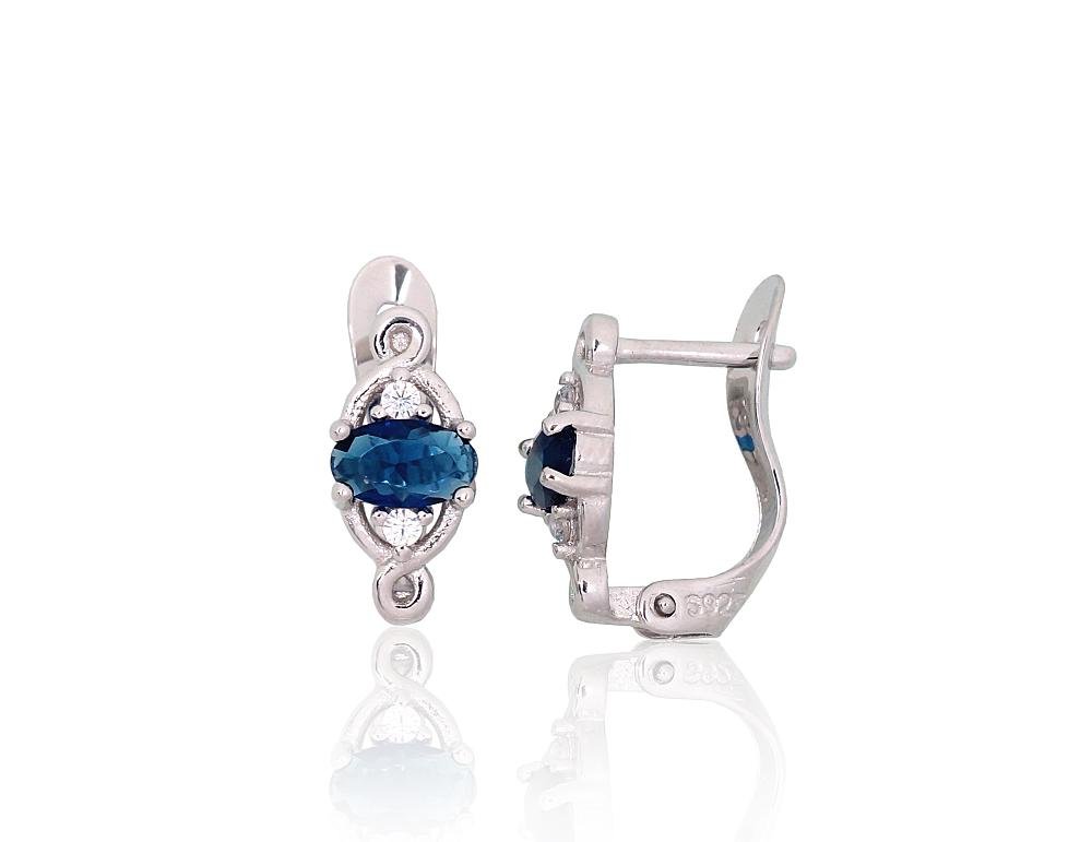 Silver earrings with 'english' lock with Zirkons