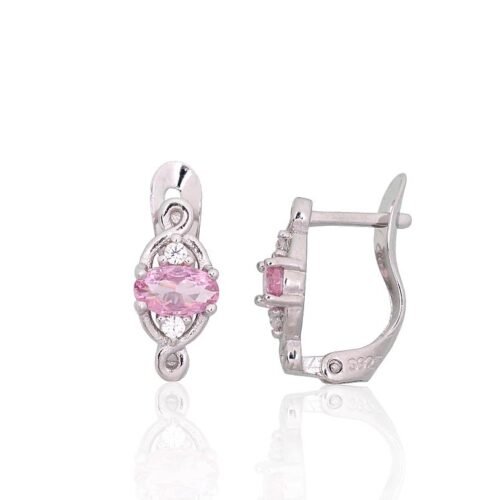 Silver earrings with 'english' lock with Zirkons
