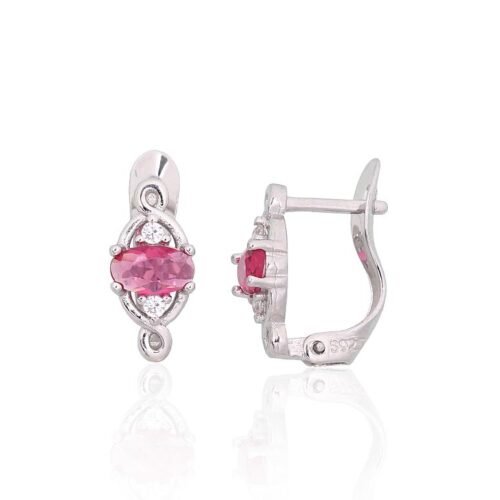 Silver earrings with 'english' lock with Zirkons