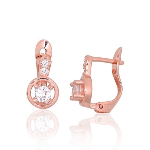Silver earrings with 'english' lock with Zirkons