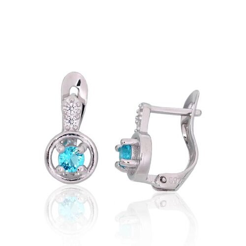 Silver earrings with 'english' lock with Zirkons