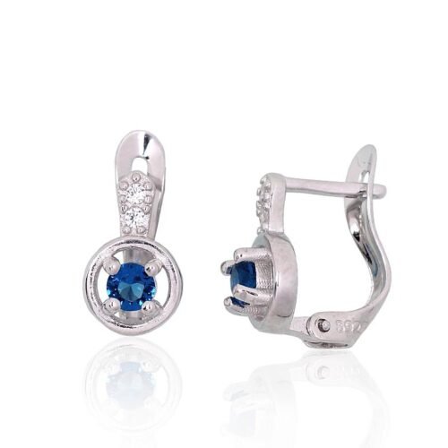 Silver earrings with 'english' lock with Zirkons