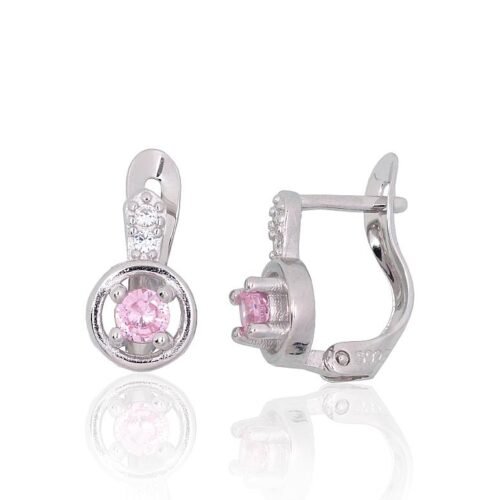 Silver earrings with 'english' lock with Zirkons
