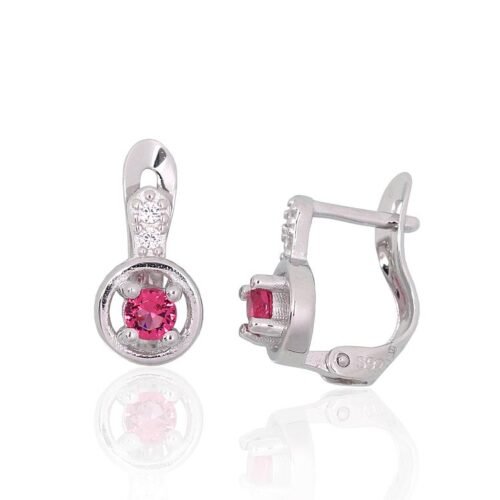 Silver earrings with 'english' lock with Zirkons