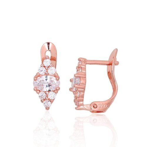 Silver earrings with 'english' lock with Zirkons