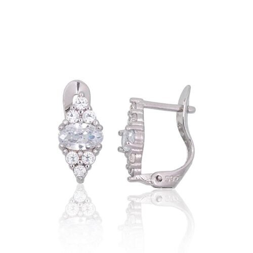 Silver earrings with 'english' lock with Zirkons