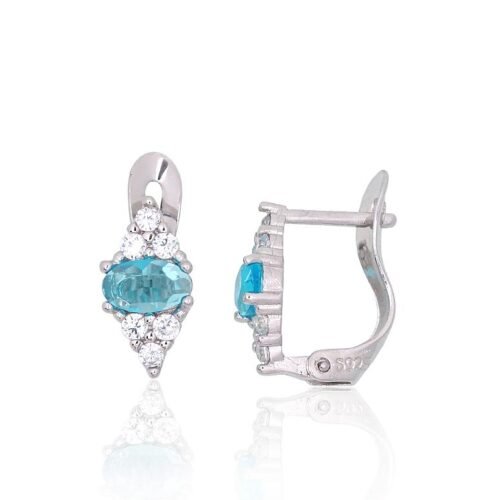 Silver earrings with 'english' lock with Zirkons