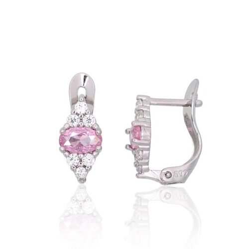 Silver earrings with 'english' lock with Zirkons
