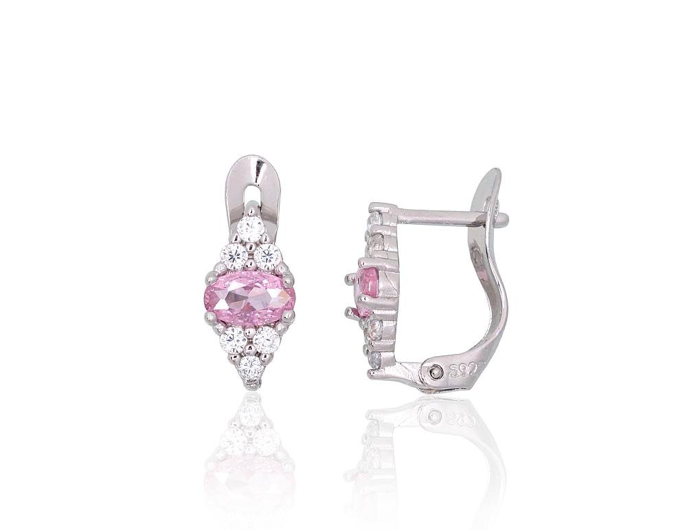 Silver earrings with 'english' lock with Zirkons