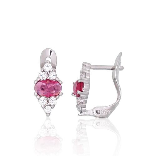 Silver earrings with 'english' lock with Zirkons