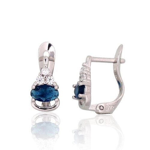 Silver earrings with 'english' lock with Zirkons