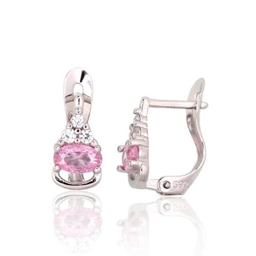 Silver earrings with 'english' lock with Zirkons