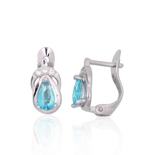 Silver earrings with 'english' lock with Zirkons