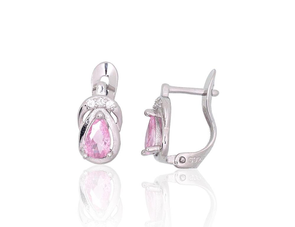 Silver earrings with 'english' lock with Zirkons