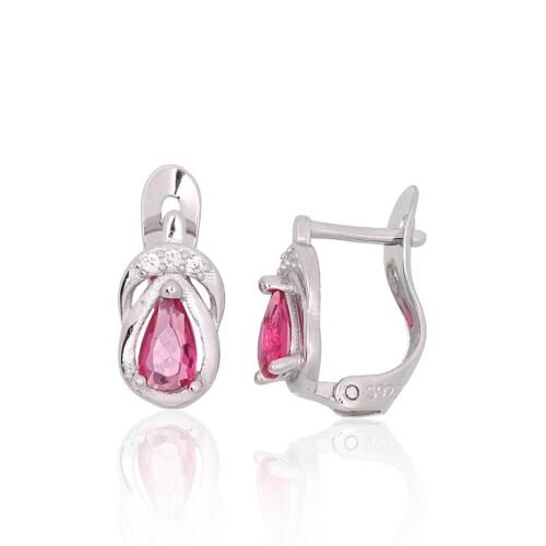 Silver earrings with 'english' lock with Zirkons