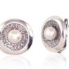 Silver earrings with 'english' lock with Fresh-water Pearl