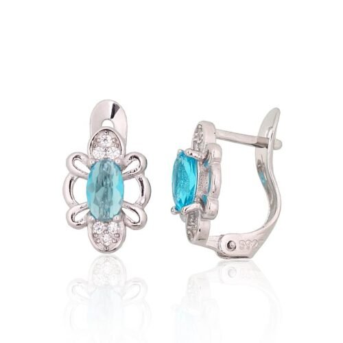 Silver earrings with 'english' lock with Zirkons