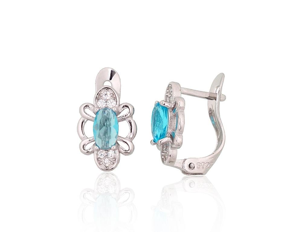 Silver earrings with 'english' lock with Zirkons
