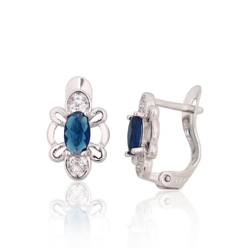Silver earrings with 'english' lock with Zirkons