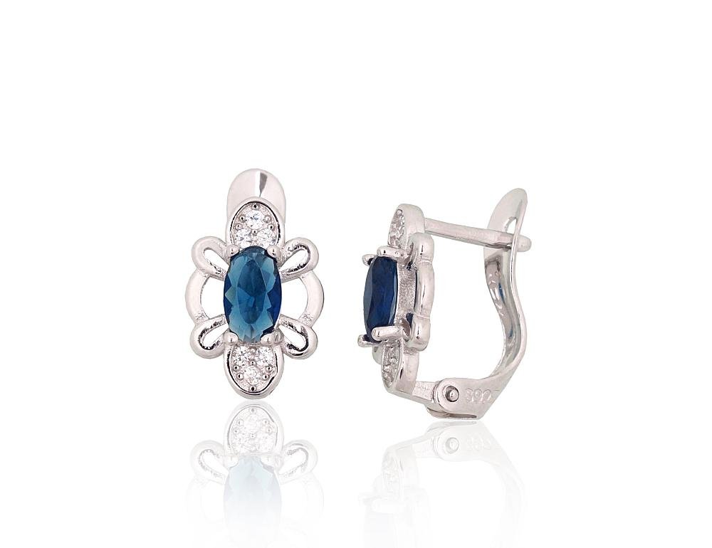 Silver earrings with 'english' lock with Zirkons