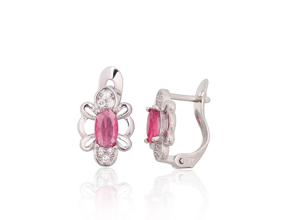 Silver earrings with 'english' lock with Zirkons