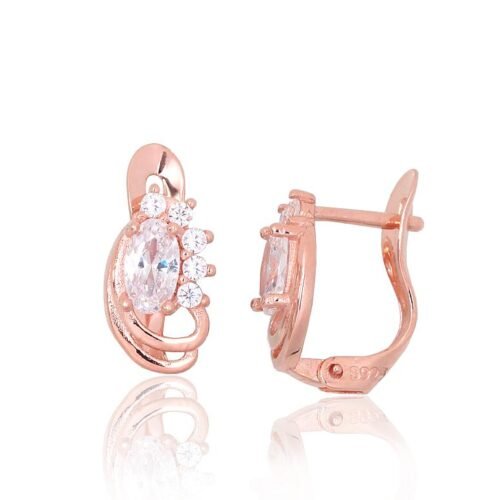 Silver earrings with 'english' lock with Zirkons
