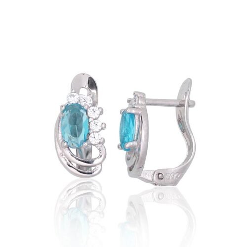 Silver earrings with 'english' lock with Zirkons