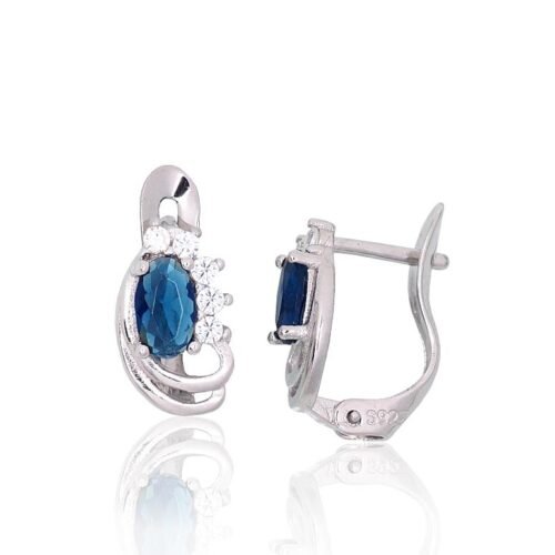 Silver earrings with 'english' lock with Zirkons