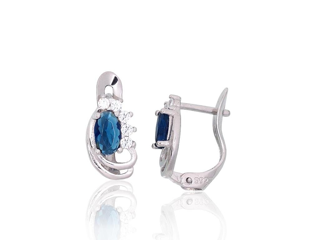 Silver earrings with 'english' lock with Zirkons