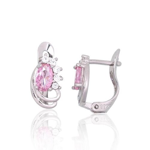 Silver earrings with 'english' lock with Zirkons