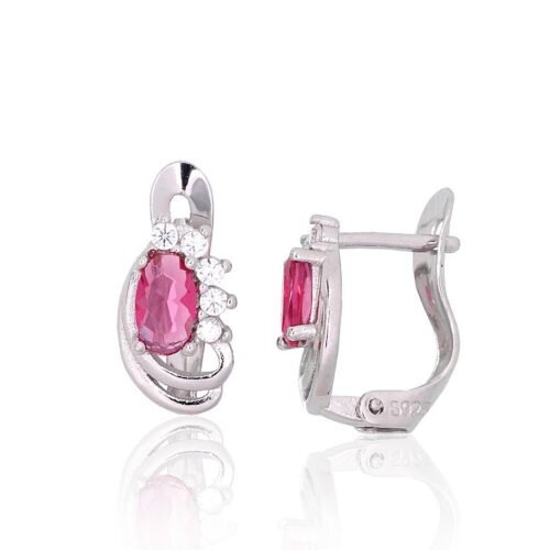 Silver earrings with 'english' lock with Zirkons