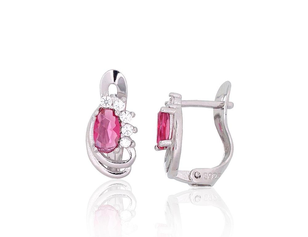 Silver earrings with 'english' lock with Zirkons