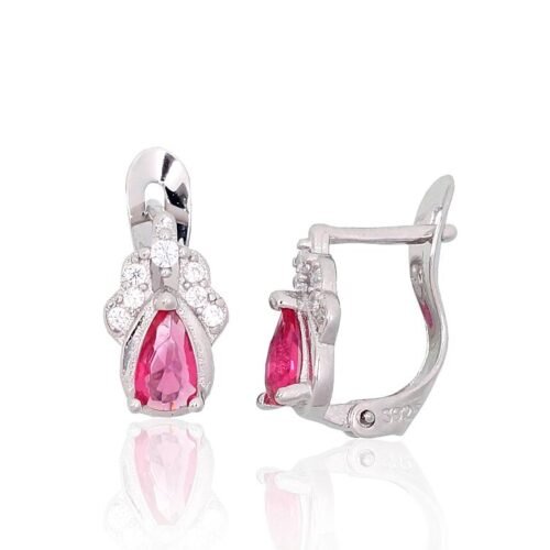 Silver earrings with 'english' lock with Zirkons