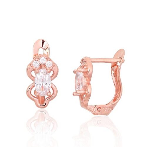 Silver earrings with 'english' lock with Zirkons