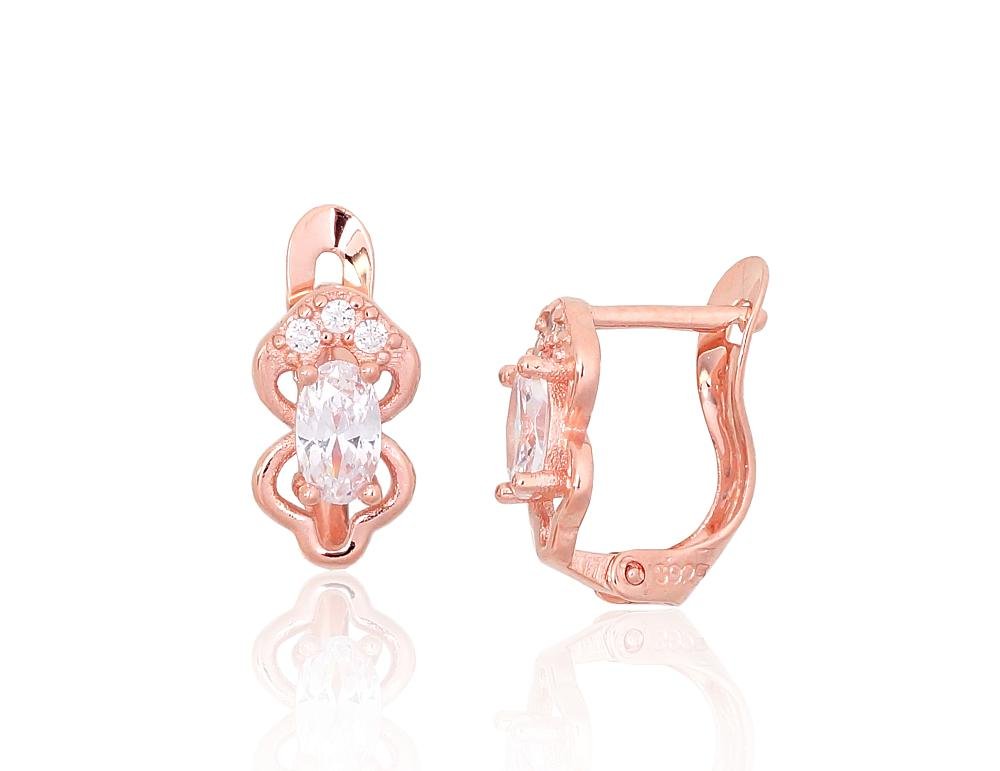 Silver earrings with 'english' lock with Zirkons